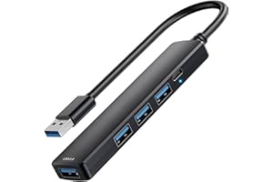 5-Port Powred USB 3.0 Hub, USB Extender Splitter with 5V USB-C Power/Data Port, Extender for A Port Laptop, PC, PS4/5, Xbox, 