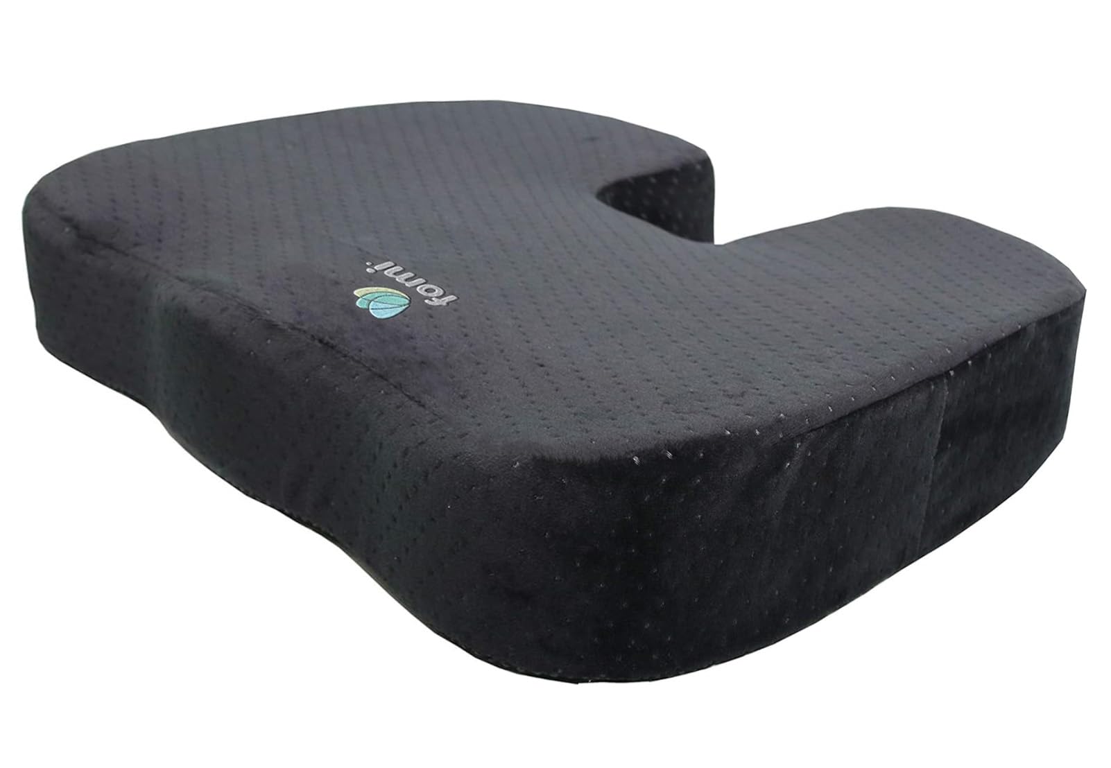 FOMI Extra Wide and Thick Firm Coccyx Seat Cushion | 20” x 16” x 3.5” | Large Black Orthopedic Memory Foam Pad for Car or Truck Seat, Office Chair, Wheelchair | Back Pain Relief