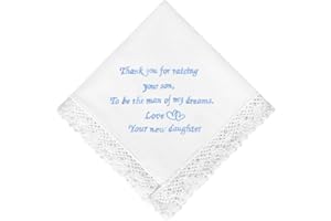 PACGOTH Wedding Handkerchiefs Something Blue for Bride, Mother Of The Bride Gifts Embroidered Lace Keepsake Bridal Hankies