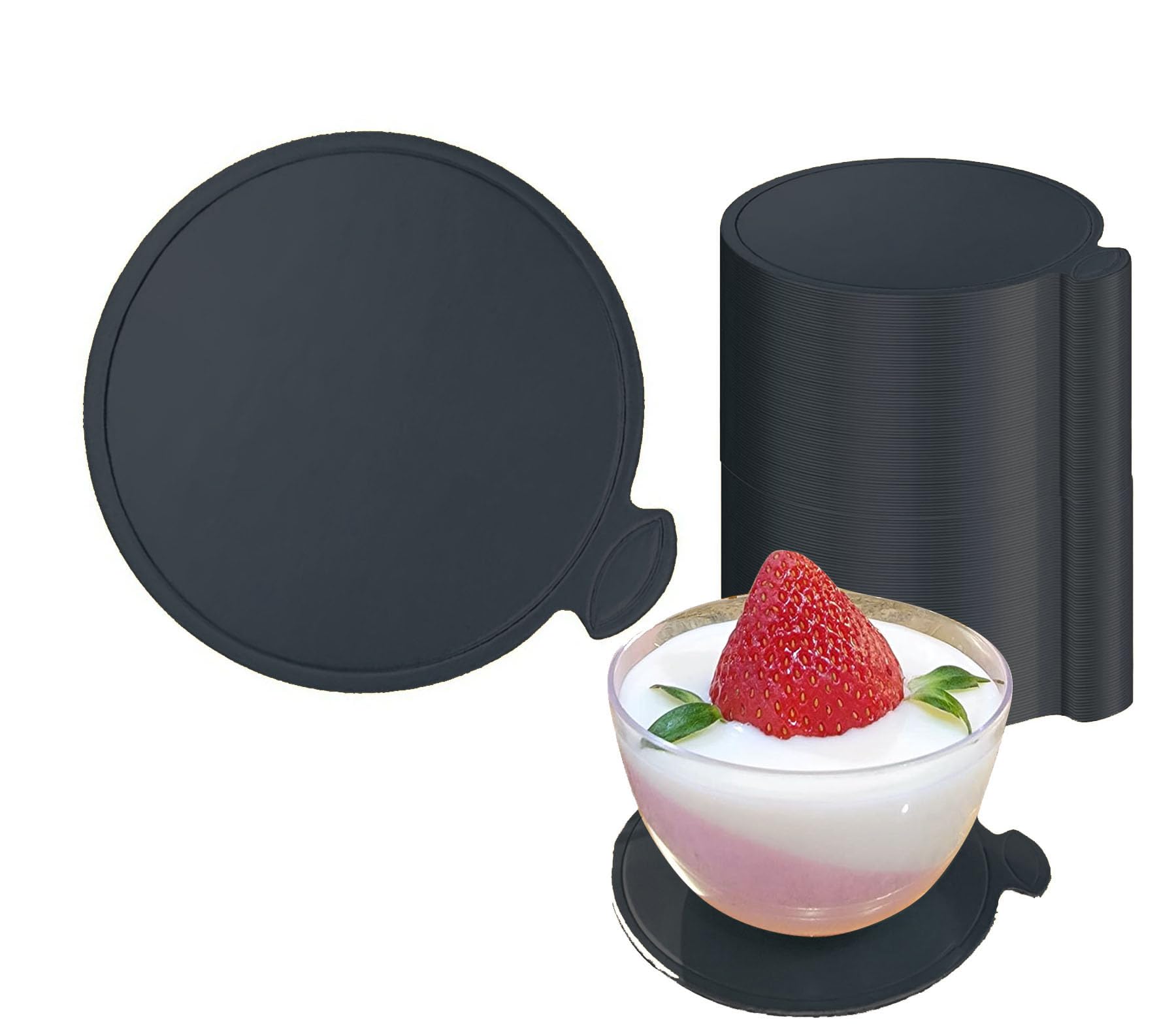 Photo 1 of YYaaloa 3.15 Inch Mini Cake Boards Round 50pcs Black Mini Dessert Plates Mousse Cupcake Trays Base Paper Plates Circle Dessert Board