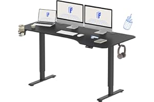 FLEXISPOT Standing Desk 63 x 30 Inch Adjustable Height Desk with Splice Board Home Office Computer Workstation Electric Sit Stand up Desk, Black