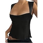 SHENHE Women's Satin Top Color Block Scoop Neck Sleeveless Tank Tie Back Silky Going Out Tops
