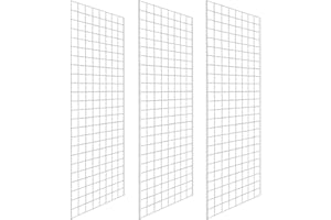 NEESEEYEE Commercial Grade Gridwall Panels – Heavy Duty Grid Panel for Any Retail Display, 2’ Width x 6’ Height, 3 Gridwall Panels Per Carton (White Finish)