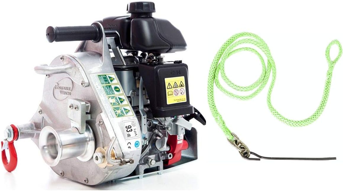 Portable Winch PCW5000 Gas-Powered Capstan Pulling Winch with PCA-1372 HPPE Rope Choker (Bundle, 2 Items)