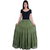 Lannaclothesdesign Women's Cotton Long Ruffle Full Circle Long Skirts Maxi Skirt