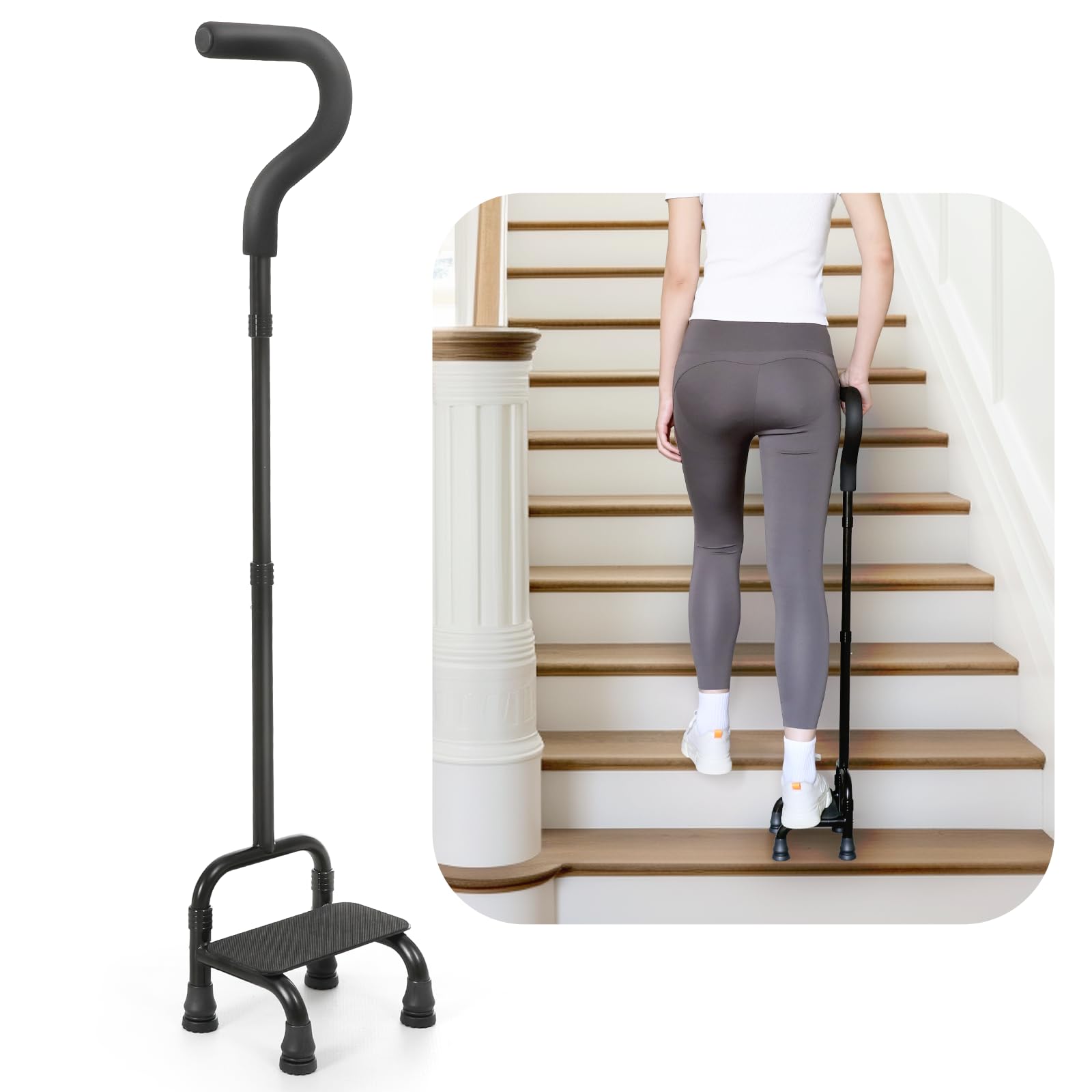 Photo 1 of Adjustable Stair Climbing Assist Cane for Seniors, Half Step Assist Aid for Walking Up Down Stairs, Portable Stair Lift Cane, Step Stair Walking Aid, Stability Walking Sticks for Balance & Safety