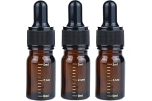 3Pcs 5Ml/0.2oz Amber Glass Graduated Scale Dropper Bottles Empty Refillable Essential Oils Bottles Vials Cosmetics Elite Flui