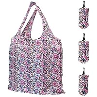 HOLYLUCK Set of 3 Reusable Grocery Bags,Heavy Duty Foldable Shopping Tote Bag, Holds Up To 42 lbs - Butterfly Flowers