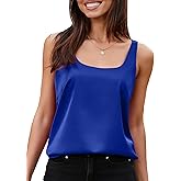 BLENCOT Women Satin Tank Top Casual Camisole Summer Shirt Basic Fashion Dressy Sleeveless Blouses S-2XL