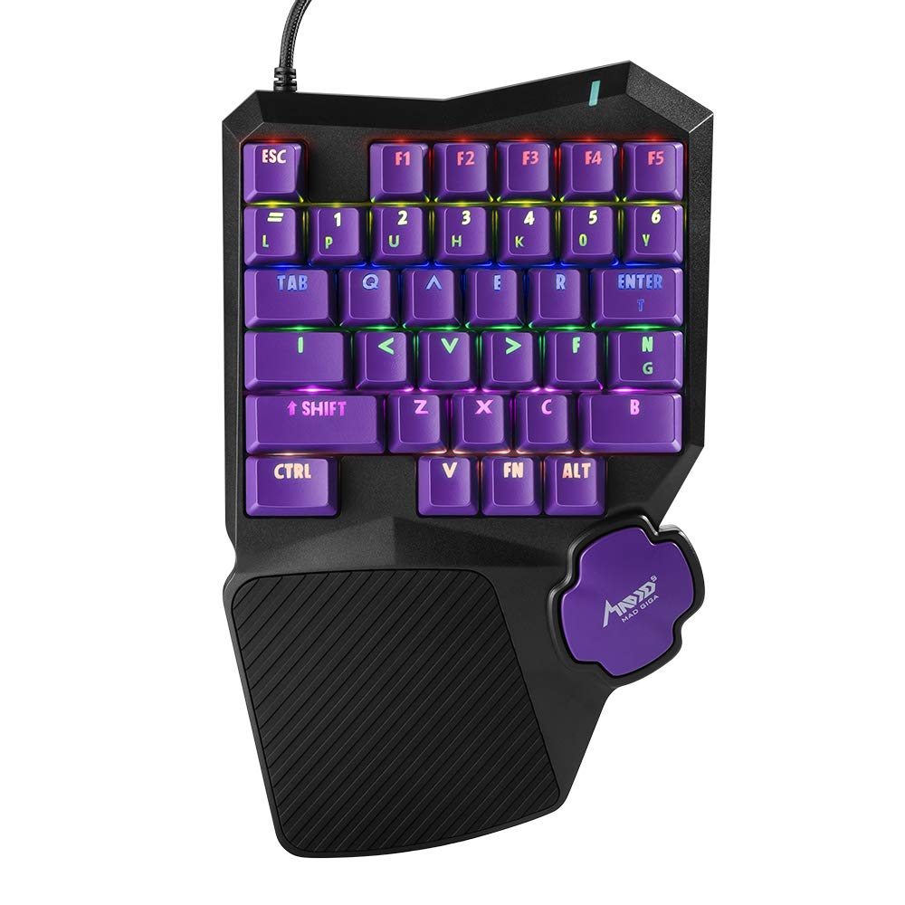 One Handed Gaming Keyboard, Mechanical Red Switch Gaming Keypad Half Keyboard with Programmable Macro One Hand Keyboard Palm Rest for Game PUBG CS GO Rainbow 6 LOL Dota2