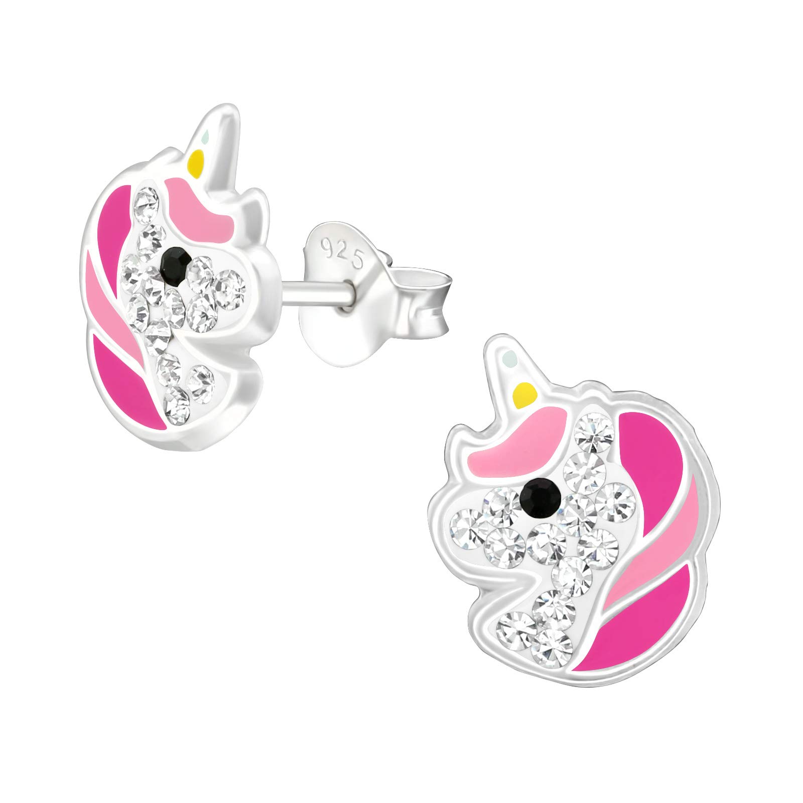925 Sterling Silver Lightweight Hollow-Back Unicorn Stud Earrings for Women & Girls – Cute Fantasy Jewellery Gift Boxed