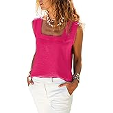 miduo Womens Square Neck Tank Tops Casual Loose Fit Tanks Sleeveless Shirts Blouses
