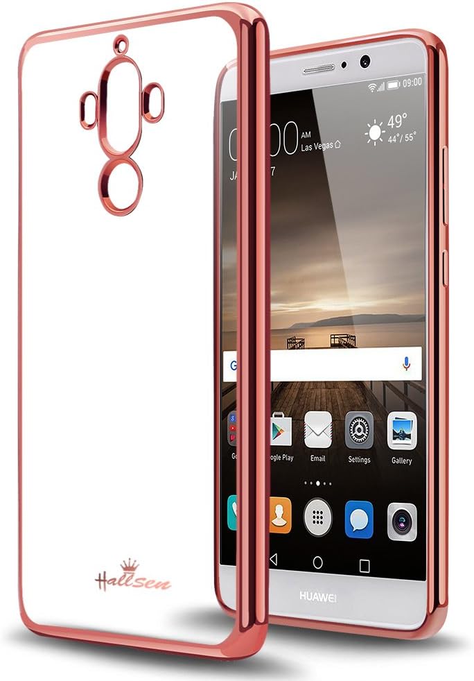 Huawei Mate 9 Case,Hallsen [Electroplating TPU] Ultra-Slim Transparent Crystal Clear Anti-Scratch Flexible Soft TPU Case Cover for Huawei Mate 9 - Rose Gold