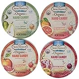 Torie & Howard Organic Hard Candy 4 Flavor Variety Bundle: Blood Orange & Honey, Pomegranate & Nectarine, Pink Grapefruit & Tupelo Honey and D'anjou Pear & Cinnamon, 2 Oz. Ea