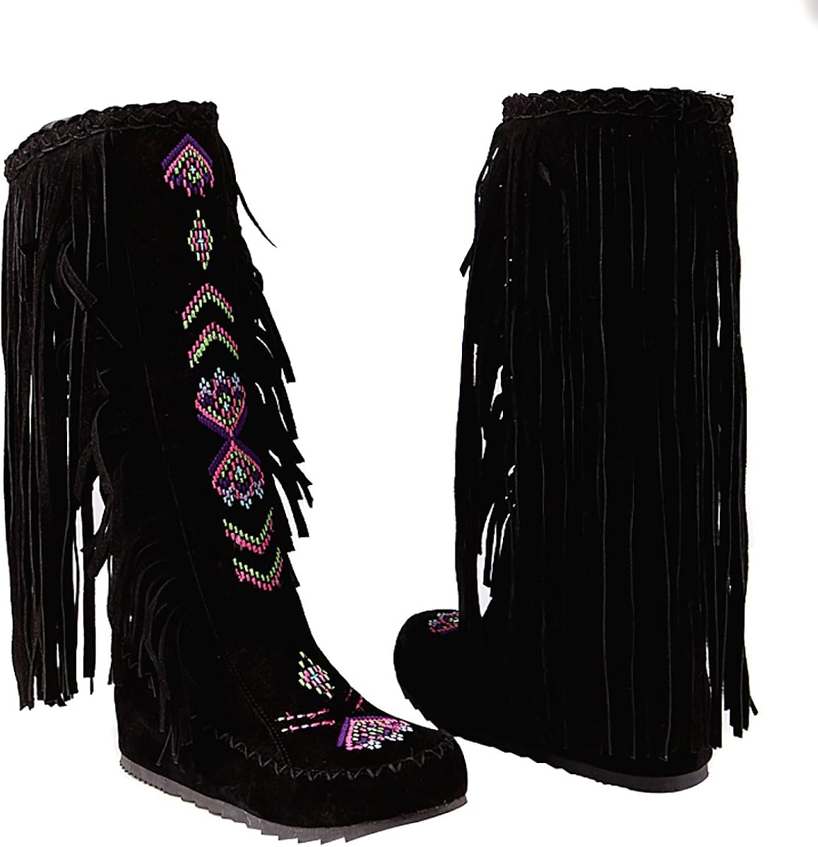 embroidered flat boots