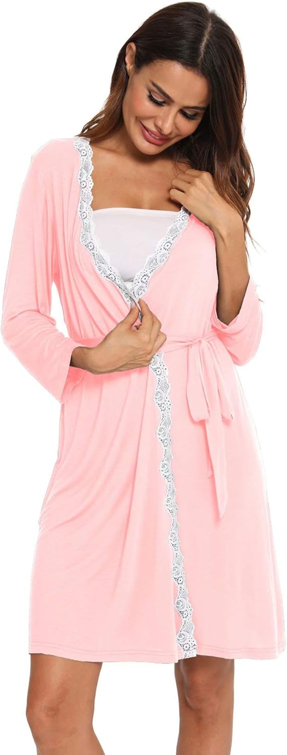 Sexqero Women's Robe Maternity Sleepwear Labor Delivery Nursing Nightgown Pregnancy Gown at  Women’s Clothing store
