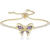 FANZE Gold Plated Cubic Zirconia Tennis Bracelets for Women Dainty Trendy Adjustable Bracelet Jewelry Gift for Ladies Weeding Mother Birthday Anniversary
