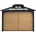 Nitocoby Gazebo Universal Replacement Privacy Curtain Panel Side Wall fits 10'x10' and 10'x12' Gazebos (Khaki, 10x12 Feet)
