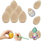 Chochkees Unpainted Wooden Eggs, Natural Wood, Unfinished Craft Wood, 6-Pack, 2.1" Inches (6 Count)