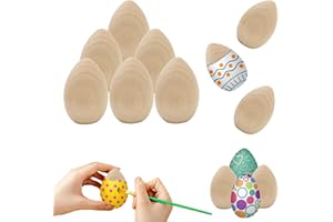 Chochkees Small Unpainted Wooden Eggs, Standable Natural Wood Eggs, Wooden Easter Eggs, Perfect for Easter Crafts, Décor and Egg Hunts in Carton, 2.1" Inches (12-Pack)