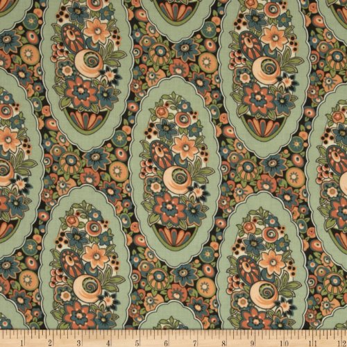 Downton Abbey Lady Edith Medallion Green Fabric
