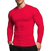 RGJU Men's Sport Undershirt, Athletic Thermal Base Layer, Crewneck Long Sleeve Top Slim Fitted Workout Tshirt