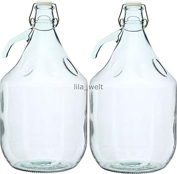 2 STÜCK 5L Gärballon mit BÜGELVERSCHLUSS Flasche Glasballon Weinballon Bügelflasche Glasflasche kostenlose Lieferung