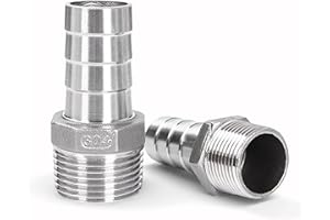 GOLUMINI Hose Barb Fittings,304 Stainless Steel,3/4" Hose Barb to 3/4" Male NPT Male Thread Adapter Connector,Industrial Hose to Pipe Fittings Connect for Gas/Water/Oil.(2Pcs)