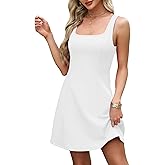 WIHOLL Women's A Line Sleeveless Square Neck Mini Dress Spring Summer Fit and Flare Y2K Teen Girls Juniors Elegant Classy Homecoming Vacation Date Night Outfits Little Short White Dresses 2025 XL