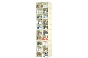 coastal rose Hanging Shoe Organizer for Closet, 20 Sections Hanging Closet Organizers and Storage Shelves, Space Saving Shoe Storage Rack Holder, Beige, 12''W×12''Dx 50''H