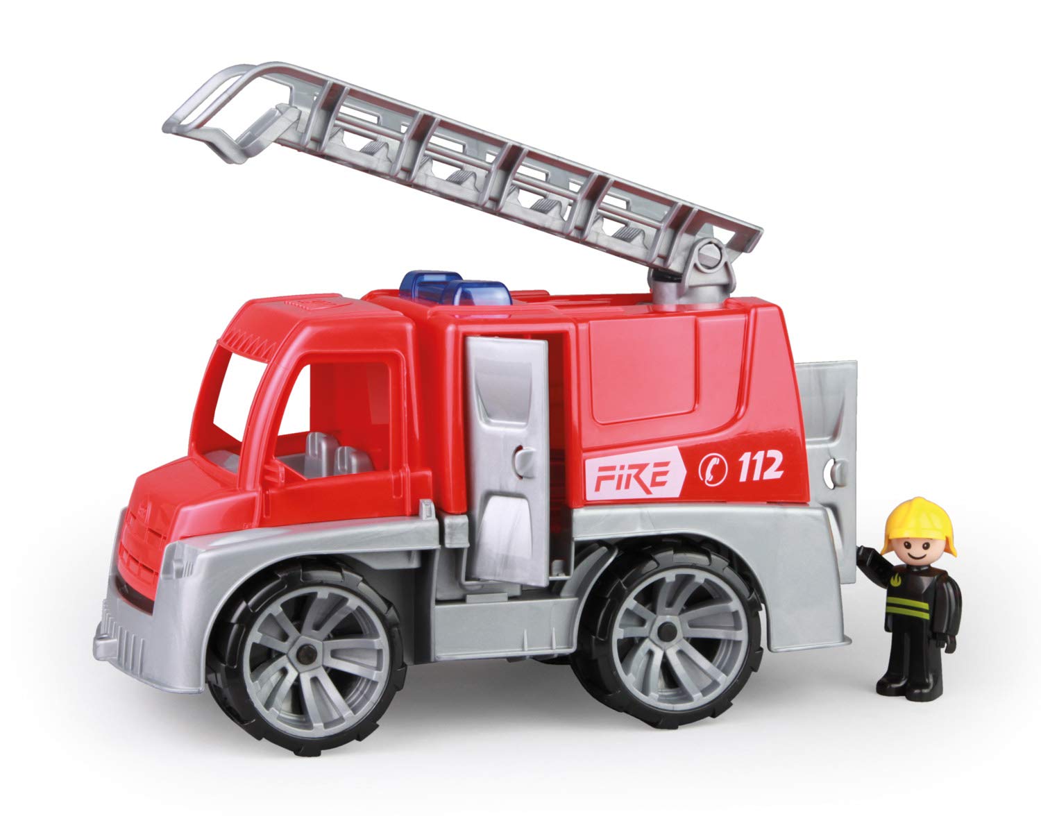 Lena 04457 - TRUXX fire brigade with play figure, fire truck with rescue ladder, fire engine with opening doors, play vehicle for children from 2 years
