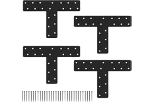 XIHUWZ 4 Pcs T Post Bracket,13"x3"T Flat Mending Plate Joining Brackets, Connecting Brackets, T Shape Strap Plate Fit 4x4,6x6 for Repair House,Pavilion,Truss framing