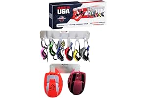 Pit Posse PP3350S Dual Helmet Rack and Goggle Rack 6 Mount Hanger Organizer Holder - Made in USA - Motorcycle MX Offroad Dirt Cabinet Shop Garage Enclosed Race Car Trailer Storage Accessory (Silver)