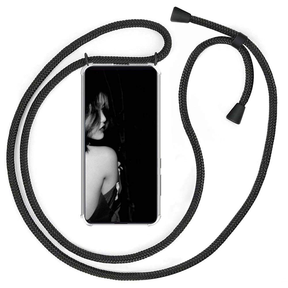 XCYYOO Mobile Phone Chain Case for Samsung Galaxy A71 Cover, Pouch Bag Fashion Accessory Mobile Phone Case Smartphone Necklace Mobile Phone Case with Strap - Cord with Case for Hanging in Matte Black