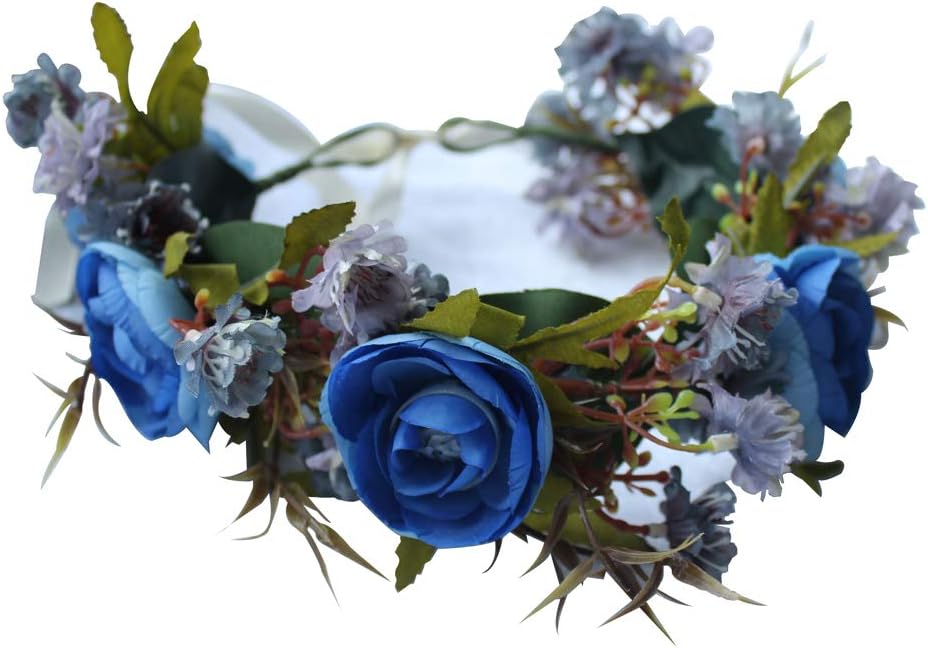 MOONYUE Womens Brides Bridesmaids Wedding Flower Wreath Garland Halo Headband Crown