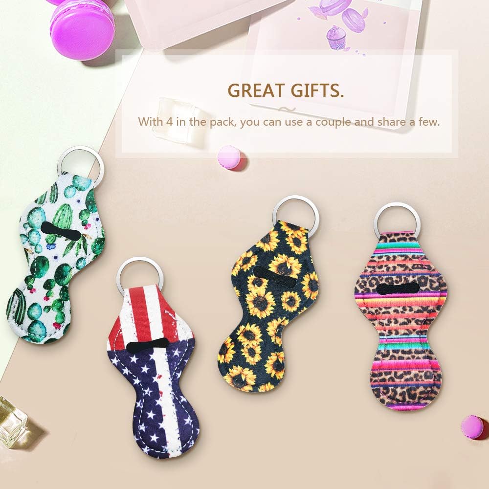 Chapstick Holder Keychain - Wristlet Keychain Cute Keychains For Women Keychain Accessories For Women Sunflower Keychain Cactus Keychain Lighter Holder Lip Balm Holder Key Chain Holder Lipstick Case