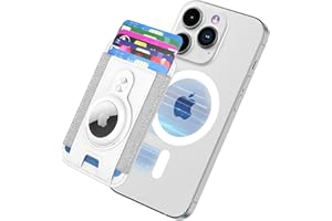 SOFTGAS Magnetic Card Wallet with Airtag Holder for iPhone 15 Pro Max/15 Plus/15 Pro/15, for iPhone 14 Pro Max/14 Plus/14 Pro/14, for iPhone 13 Pro Max/13 Pro/13, Cell Phone Case Accessory White