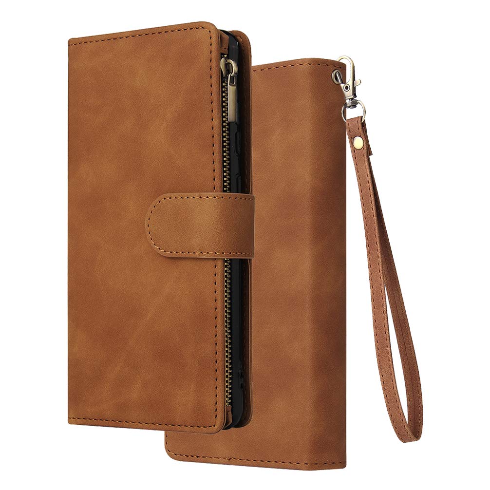 BRAND SET Magnetic Wallet Case for Google Pixel 4a 5G Phone Cover with Card Holder PU Leather Photo Frame Slots [Stand Function] Back Flip Cover for Google Pixel 4a 5G-Brown