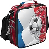 Soccer Flag Boys Lunch Box for School Insulated Kids Lunch Box Reusable Leakproof Lunch Bag Thermal Cooler Tote Picnic Lunchbox with Adjustable Shoulder Strap Back to School Gifts for Teens Boys