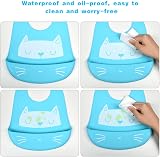 Vicloon Silicone Baby Bibs 2-Pack Adjustable Waterproof Food Catcher Pocket view 6