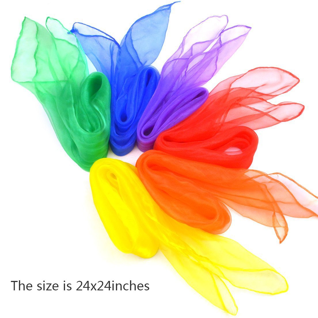 Colovis Square Dance Scarves - 24 Pcs Silk Juggling Scarves, 24x24 Inches, 12 Colors, Model 826-dc-3