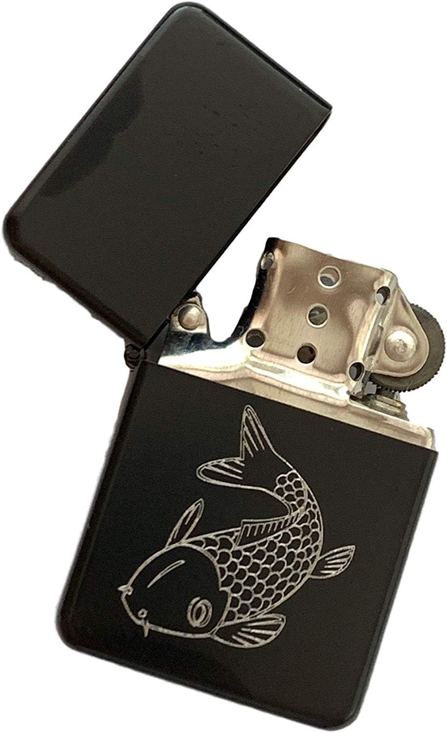 T398 Engraved Free Emblems Gifts Personalised Carp Fishing Black Matte Colour Star Petrol Lighter Sports Outdoors Lighters Fire Starters Cate Org