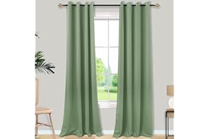 Mrs.Naturall Sage Green Grommet Blackout Curtains for Bedroom 52x96 Inch Length