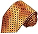 Paul Malone Necktie, Pocket Square and Cufflinks 100% Silk Orange Navy