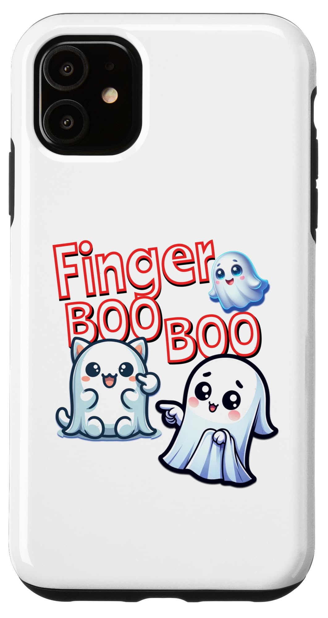 iPhone 11 Ghost Finger Boo-Boo Funny Halloween Cat Ghost Middle Finger Case
