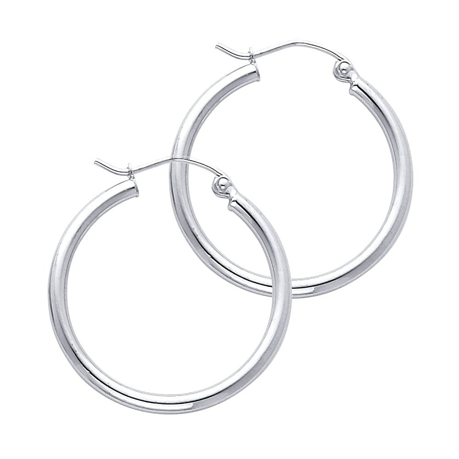 14 carat 585 gold high-gloss hoop earrings yellow gold - width 2 mm - various sizes