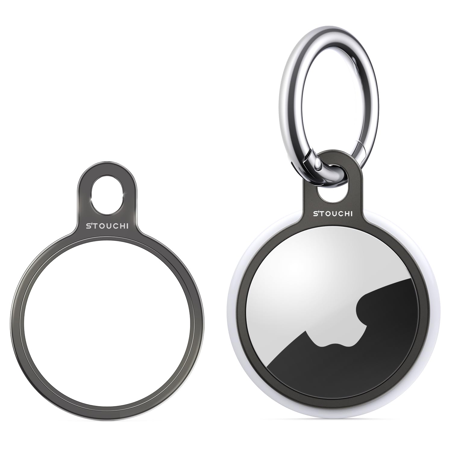 Stouchi Keyring Stainless Steel Case Holder Cover with One Keychain Simple Set-up Slim Design for Key Finder Accessories