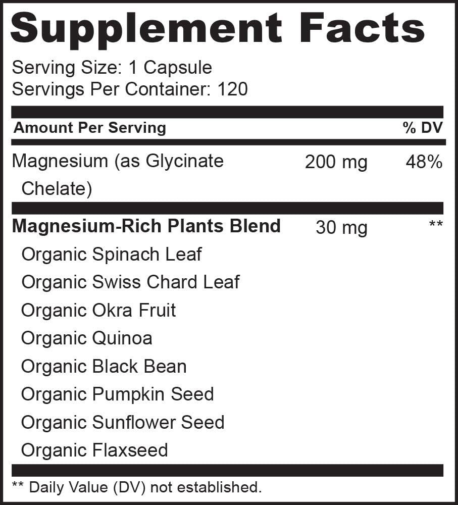 NATURELO Magnesium Glycinate Supplement - 200 mg Natural Glycinate Chelate with Organic Vegetables - Best for Sleep, Calm, Anxiety, Muscle Cramp & Stress Relief – Gluten Free, Non GMO - 120 Capsules: Health & Personal Care