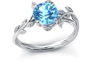 WASEE Natural Moss Agate Ring 925 Sterling Silver Opal Birthstone Ring 925 Sterling Silver Leaf Promise Ring for Her Birthday Anniversary Jewelry for Women