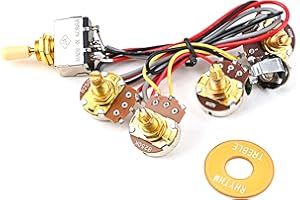 Electric Guitar Wiring Harness Kit Replacement 2 Volume 2 Tone Prewired 3 Way Toggle Switch 250K Pots & For Prewired Electron